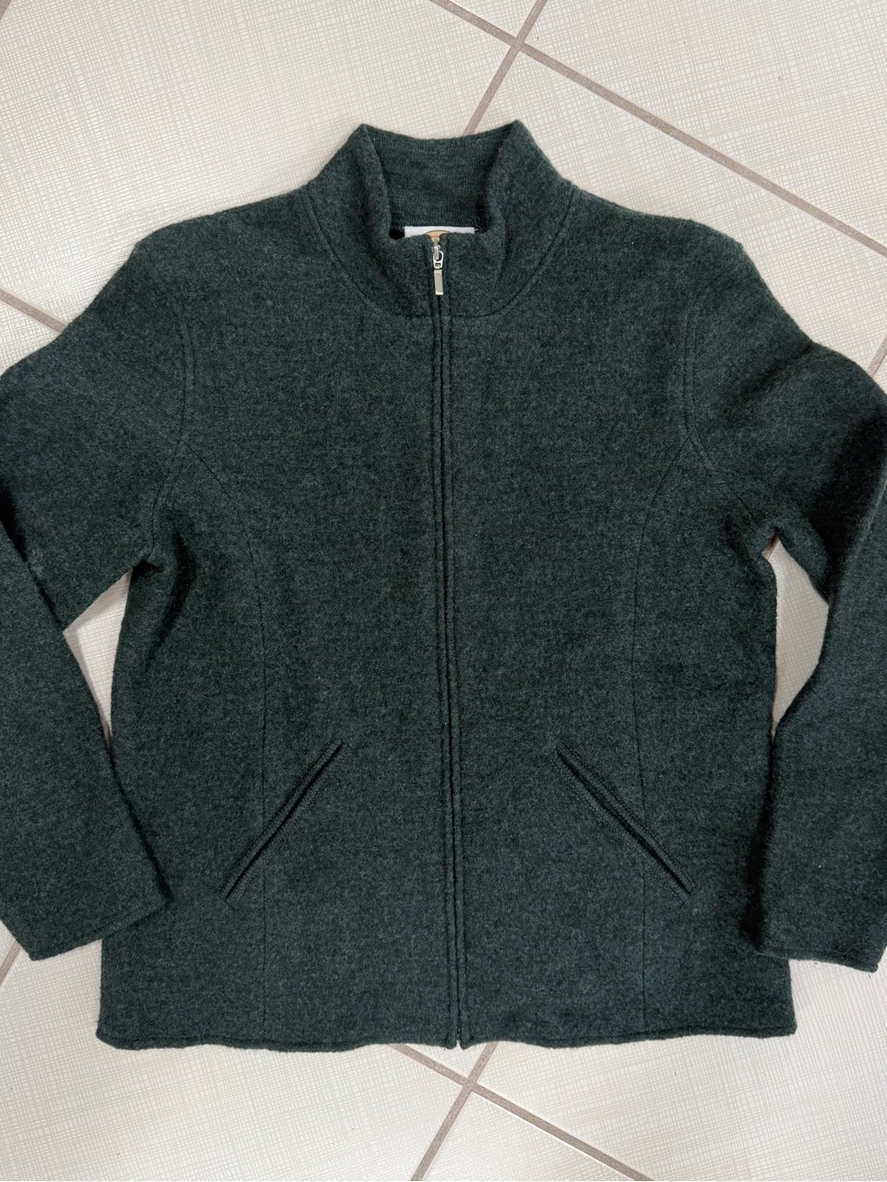 Talbots 100% Wool Forest Green Zip-Up Jacket
